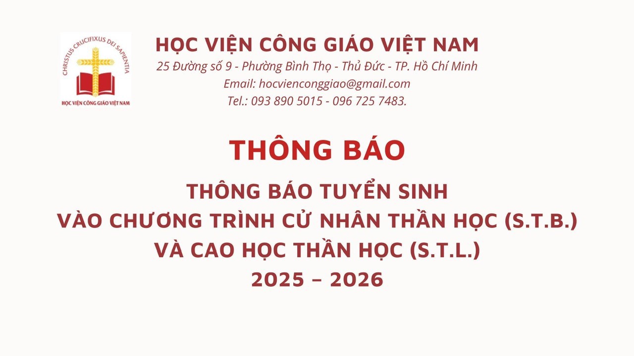 Học viện Công giáo VN Thông Báo Tuyển Sinh