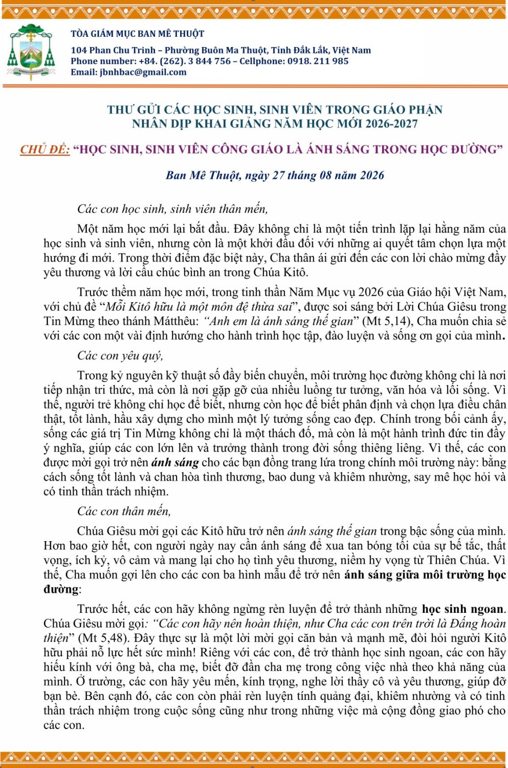 Thư gửi HSSV 2026a
