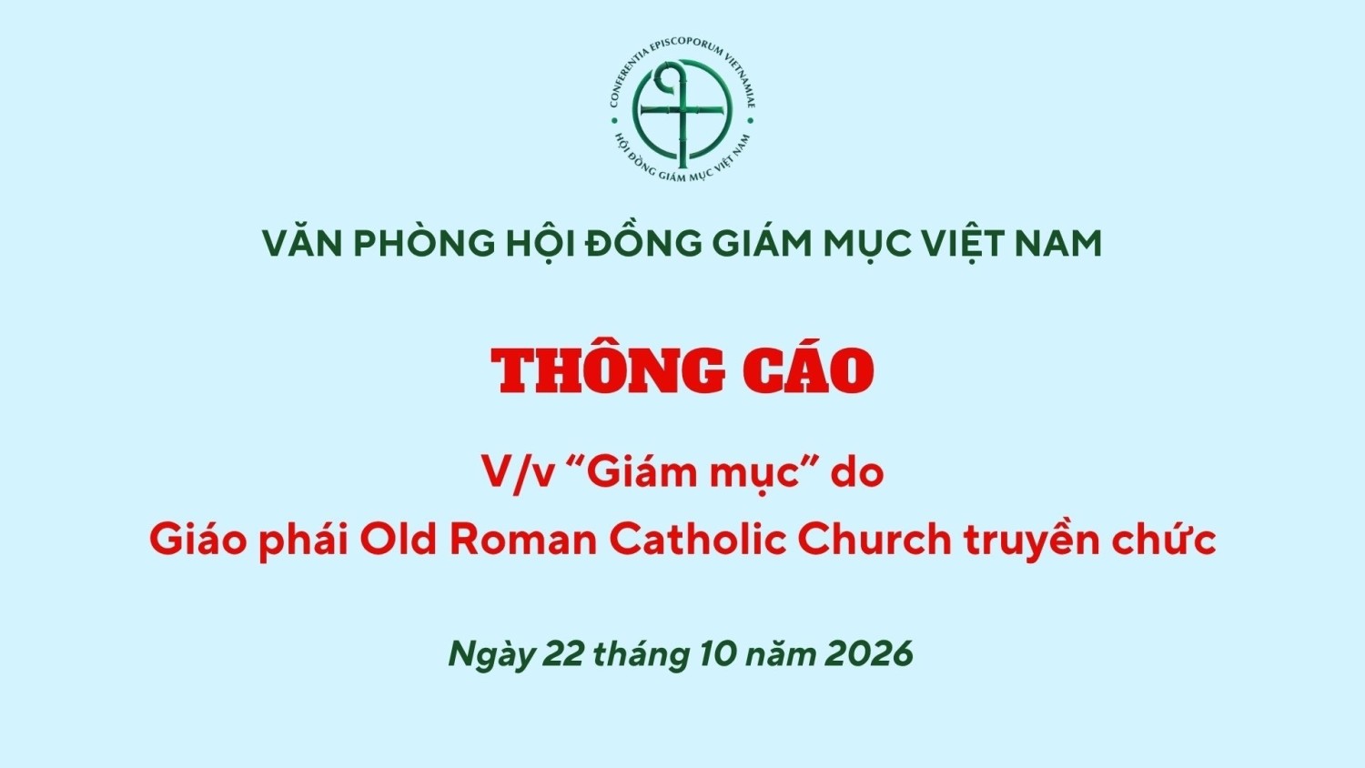 Thông cáo của Văn phòng HHĐGMVN
